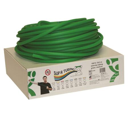 SUP-R TUBING 100 ft.atex Free Exercise Tubing with Dispenser Roll, Green - Medium 1447731